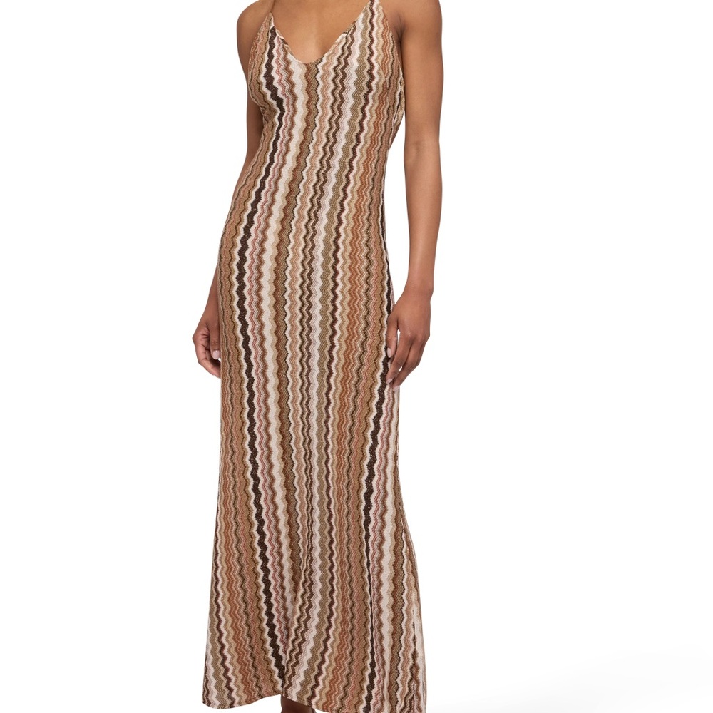 MC2 Saint Barth Brown and Tan Striped Maxi Dress